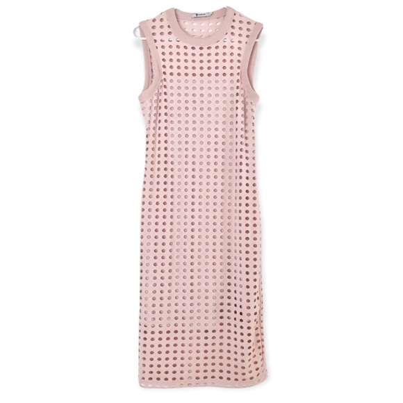 Alexander Wang Dresses & Skirts - Alexander Wang Fitted Tank Midi Perforated Dress In Blush Pink